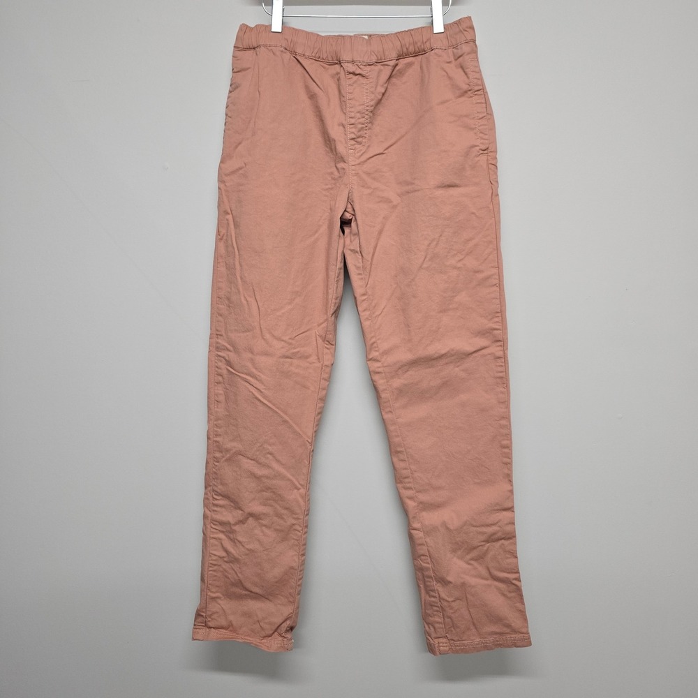 Pact Organic Cotton Elastic Waist Pants Womens Large Pink Twill Casual